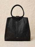 Borsa Tote in Pelle nera  con Manici Circolari + Pochette