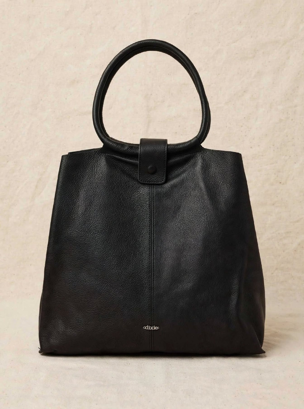 Borsa Tote in Pelle nera  con Manici Circolari + Pochette