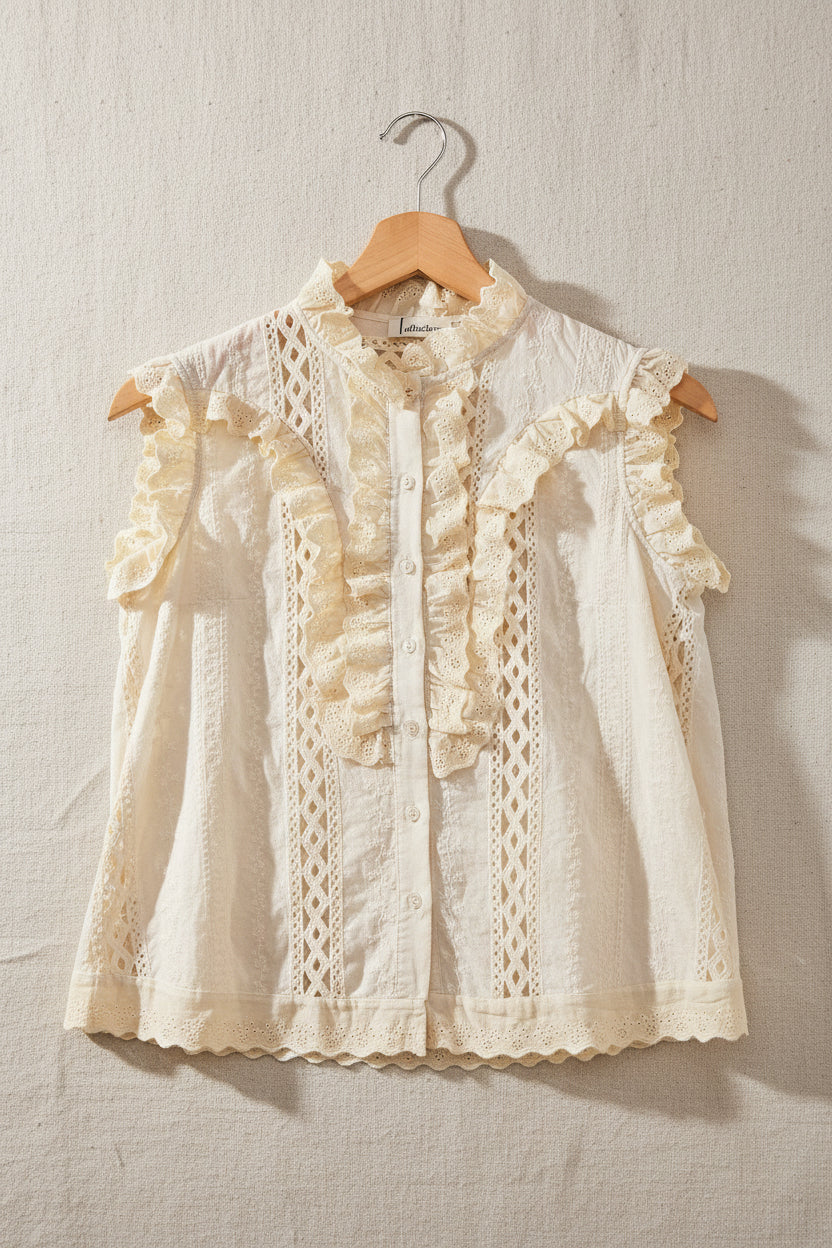 Camicia con volant in sangallo