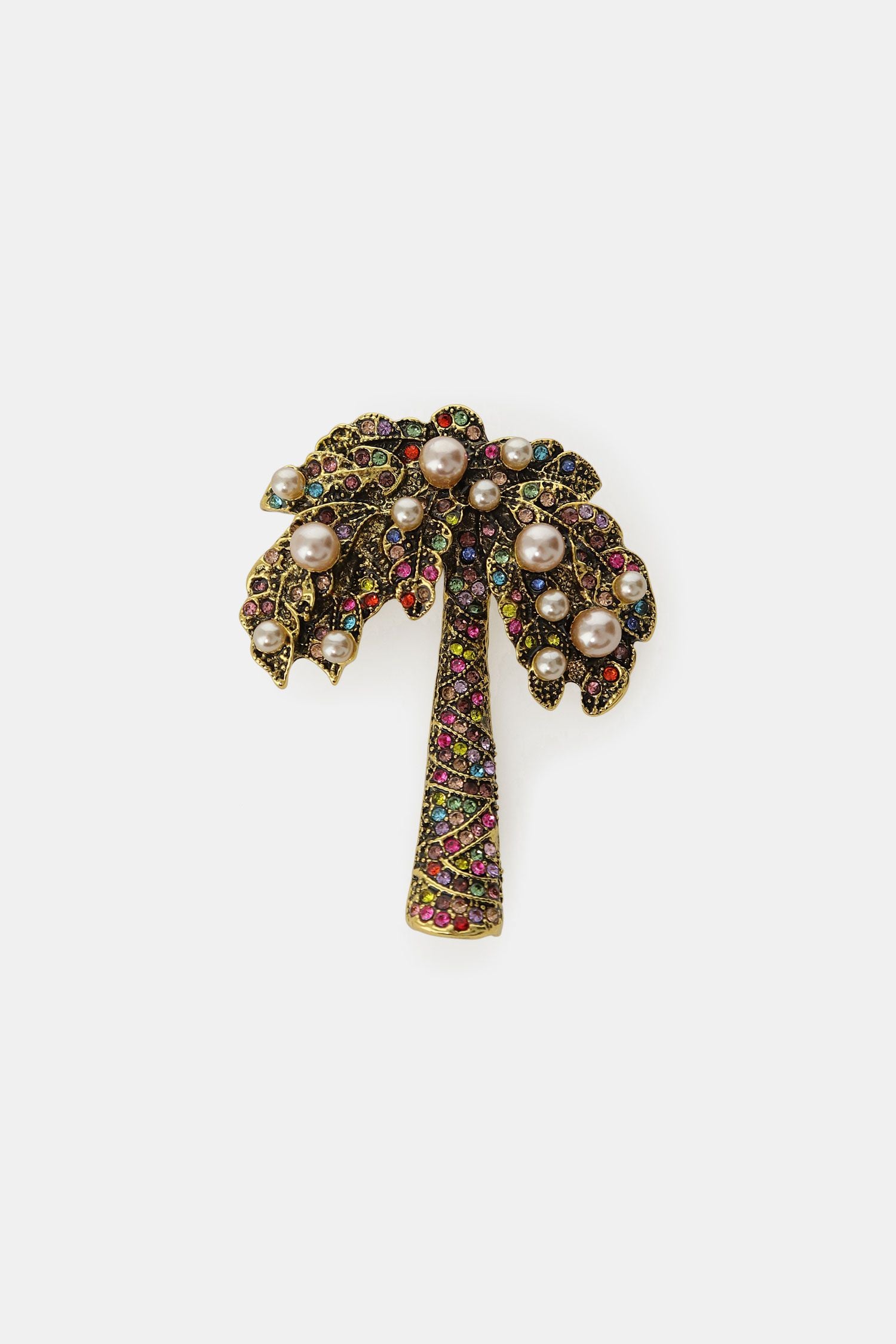 Spilla palma multicolore e perle
