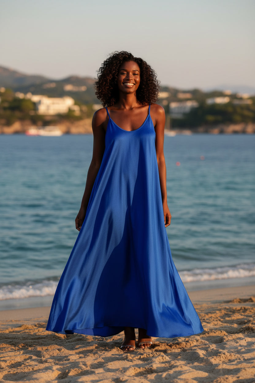 Abito satin Blu
