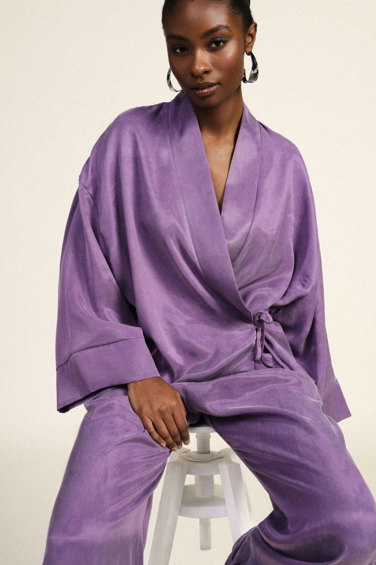 Blazer kimono fit morbido con cintura laterale