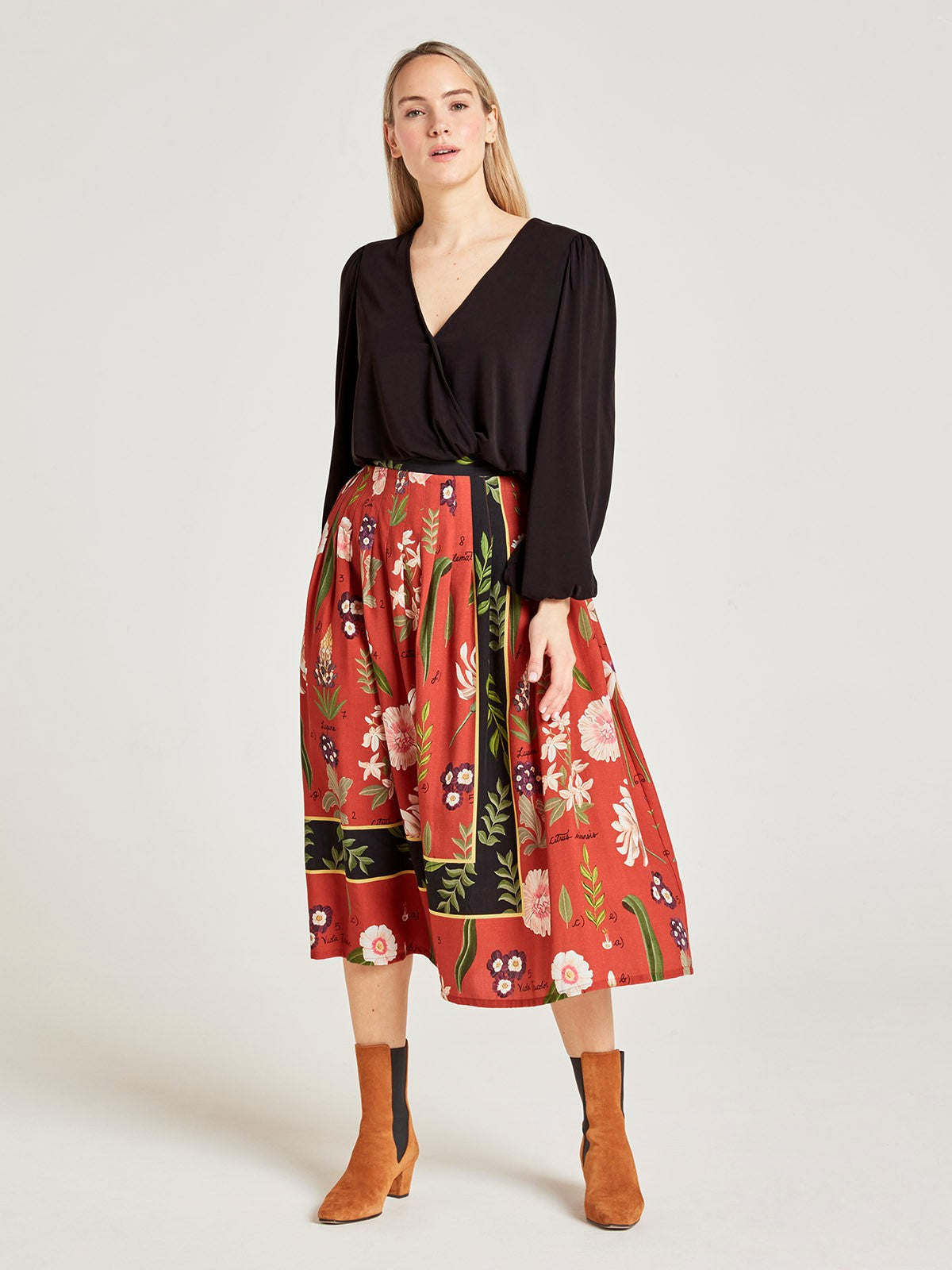 tencel™ floral midi skirt